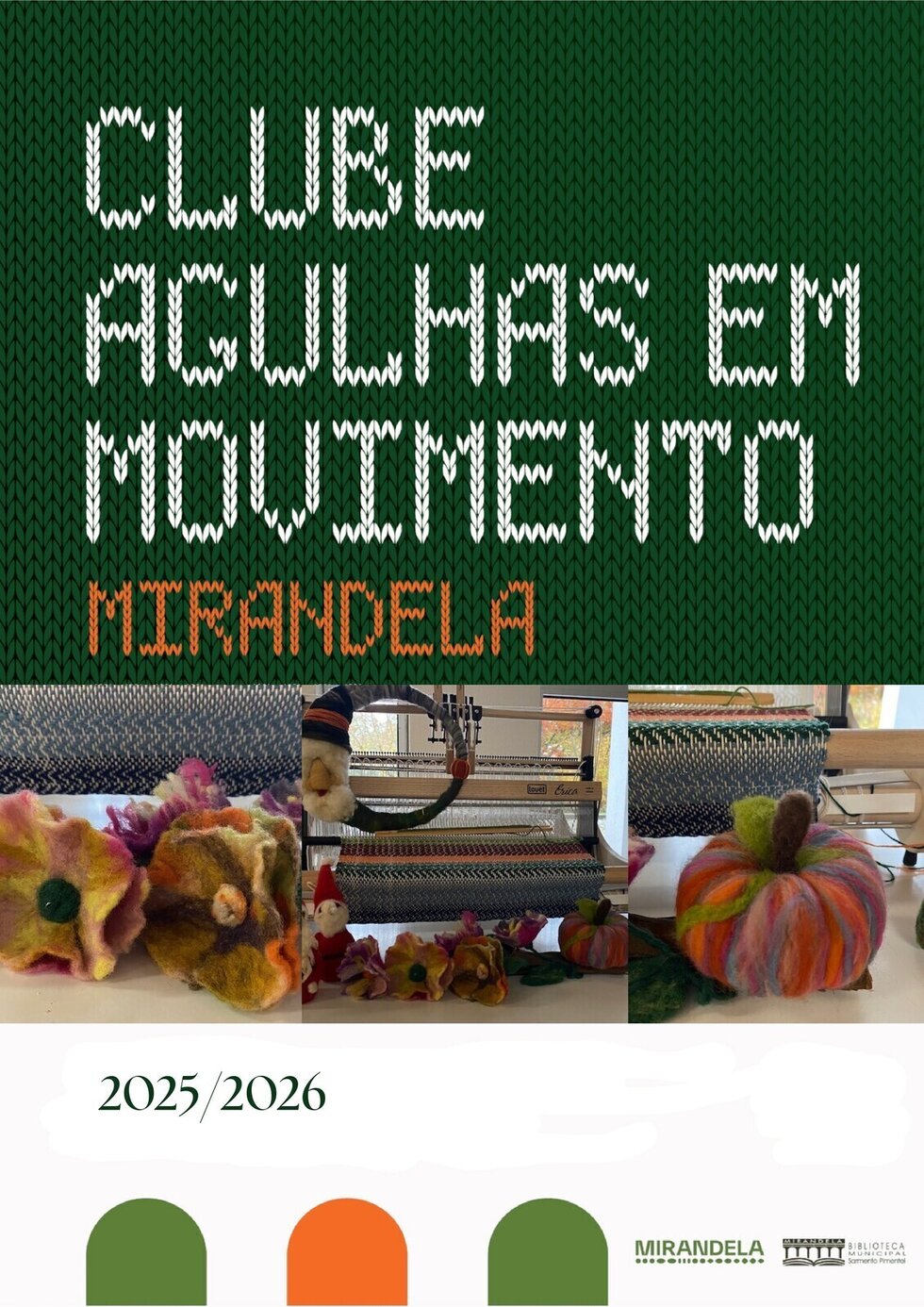 Cartaz Agulhas em Movimento — julho de 2026, Biblioteca Municipal de Mirandela — ampliar imagem