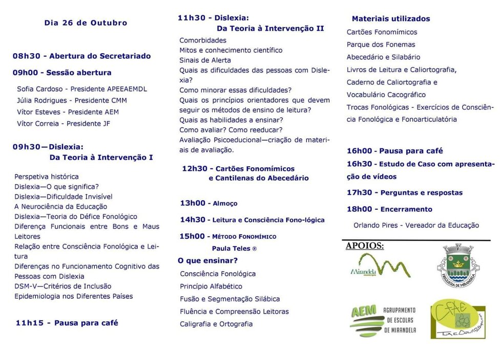 Programa - Semin&aacute;rio Dislexia