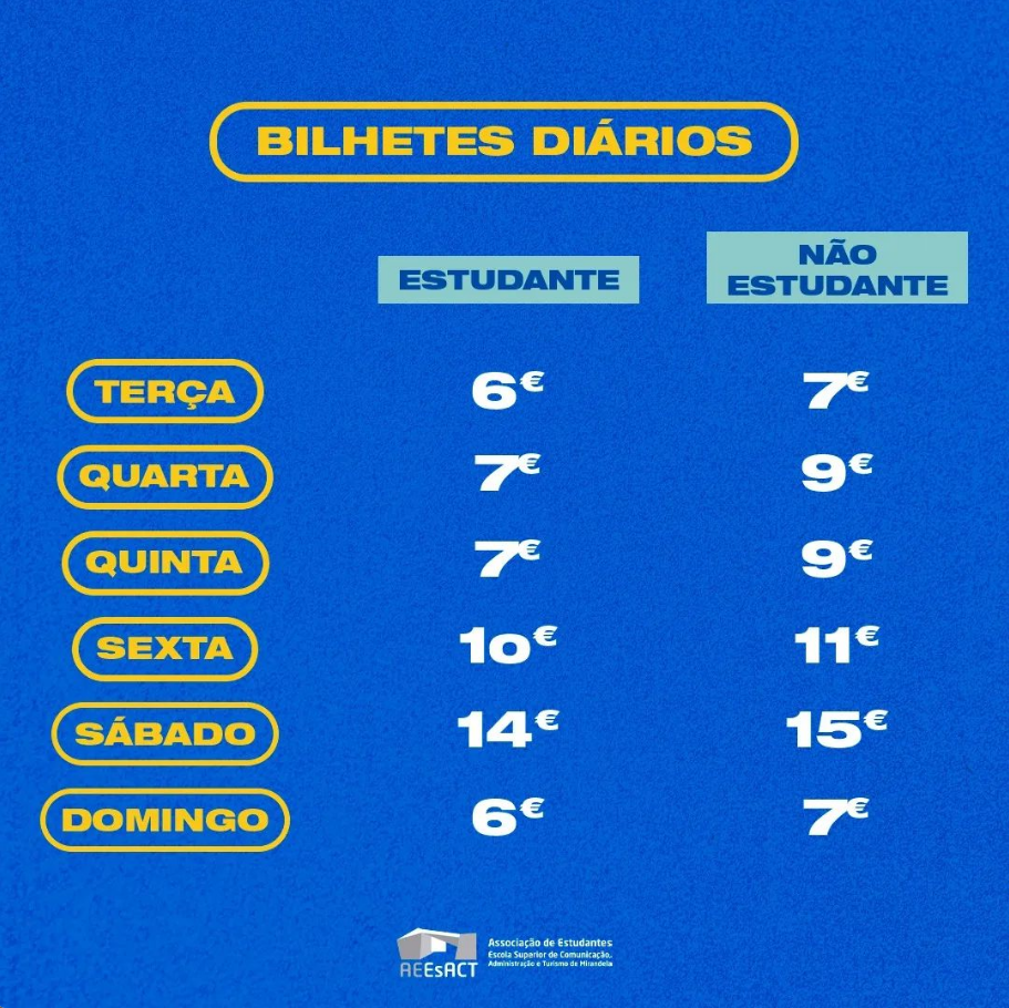 Pre&ccedil;os para a Semana Acad&eacute;mica de Mirandela